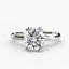 Round diamond engagement ring double prong on a white background