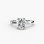 Round diamond solitaire ring on a white background