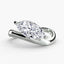 Marquise solitaire diamond ring with a pear-shaped center stone on a white background