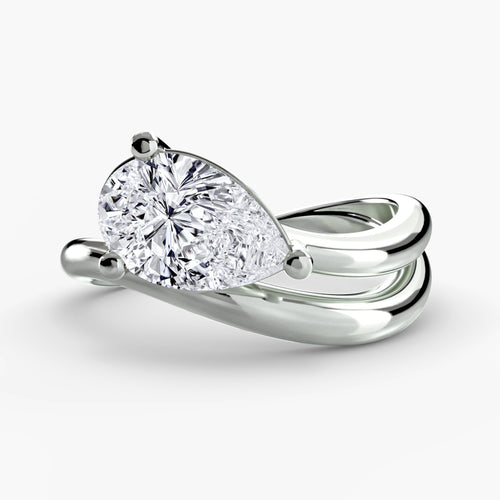 Pear Shaped Diamond The Wave Solitaire Engagement Ring 2