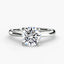 Round diamond solitaire engagement ring white gold or platinum on a white background