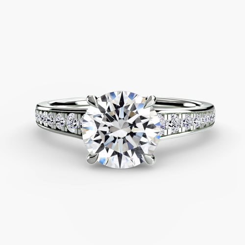 Solitaire Engagement Ring with Pavé Diamonds