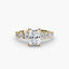 Gold ring with a radiant diamond on a white background