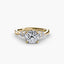 Gold ring with a diamond on a white background