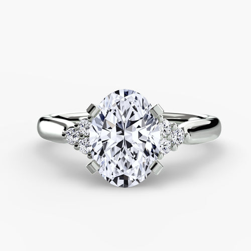 Solitaire Ring with Cluster Shoulders 2