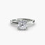 Cushion diamond solitaire engagement ring in white gold or platinum double prongs on a white background