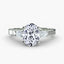Three stone diamond engagement ring oval center pear-shaped side white gold or platinum