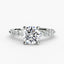 Round diamond ring with a side stones diamonds white gold on a white background