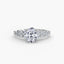 Oval diamond ring with side stones white gold a white background