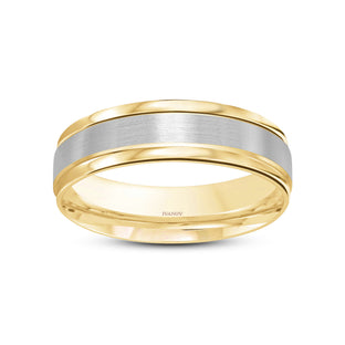 Aniketos Satin Two Tone 14k Solid Gold Wedding Ring