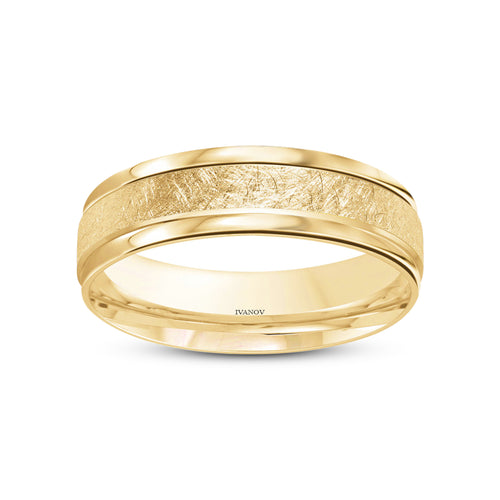14k Solid Gold Wedding Ring for Men Scratched Finish - Aniketos
