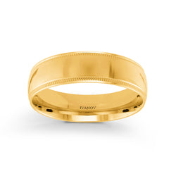 yellow gold wedding band migrain 6mm