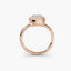 Side profile view of The Lucen showing asscher cut diamond in protective square bezel setting rose gold