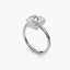 Three-quarter angle view of The Lucen asscher cut bezel solitaire engagement ring displaying step-cut faceting