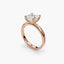 Side view of The Veyra showing asscher cut diamond with protected corners in double prong rose gold setting