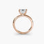 Side view of The Veyra showing asscher cut diamond with protected corners in double prong rose gold setting