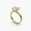 Side view of The Veyra showing asscher cut diamond with protected corners in double prong setting