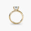 Side view of The Veyra showing asscher cut diamond with protected corners in double prong setting yellow gold