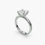 Side view of The Veyra showing asscher cut diamond with protected corners in double prong white gold setting