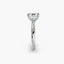 Profile view of The Veyra showing asscher cut diamond with protected corners in double prong white gold setting