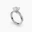 Asscher Diamond ring with pave diamonds on the twisted shank on a white background