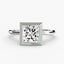 Solitaire white gold ring with a princess-cut diamond bezel set