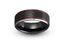Black tungsten ring brushed finish grooved with red lines polished gray beveled edges 8mm width