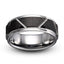 Black tungsten ring grooved gray polished stepped edges 8mm width