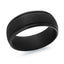 The Voltshade black tantalum men's wedding band with brushed center and polished grooved edges 8mm width