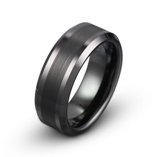 Mens tungsten ring black