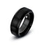 Black brushed tungsten ring polished beveled edges 8mm 