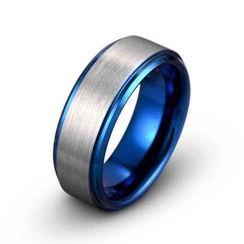 Mens tungsten ring gray brushed finish