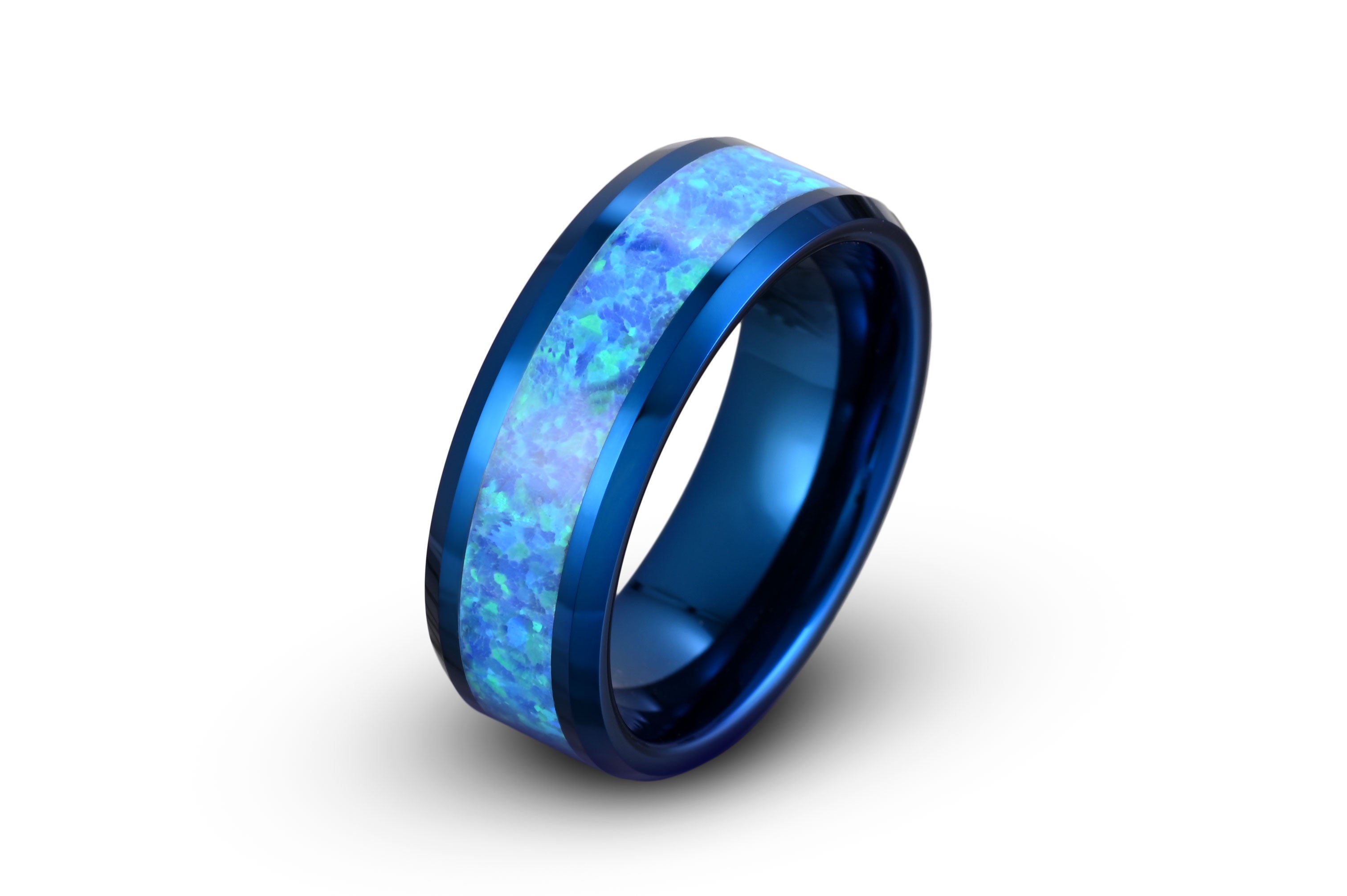 Blue opal online tungsten ring