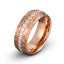 Rose gold tungsten ring with pave cubic zirconia all around the ring hammered brushed finish 8mm