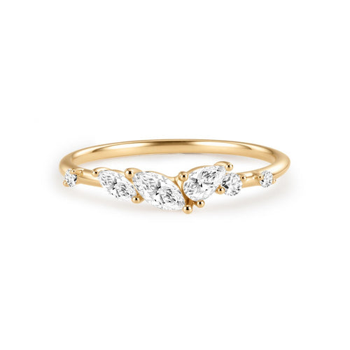 The Aveline Curved Lab Grown Diamond Wedding Band in Gold