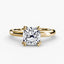 The Seris cushion cut diamond double prong solitaire engagement ring in yellow gold