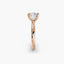 Profile view of The Seris showing cushion cut diamond in secure double prong setting