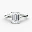 Solitaire diamond ring with emerald-cut gemstone platinum color