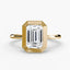 Emerald bezel diamond ring yellow gold solitaire setting