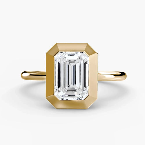 The Oriel - Emerald Cut Diamond Bezel Setting Solitaire Ring