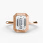 Emerald bezel diamond ring rose gold solitaire setting