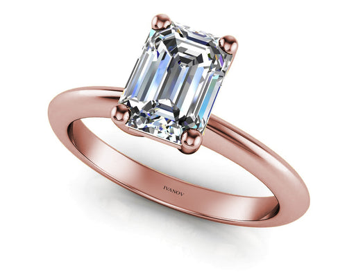 Athena's Allure: Emerald Solitaire Engagement Ring - Ivanov Jewelry