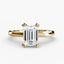 The Sylvene emerald cut diamond double prong solitaire engagement ring in yellow gold