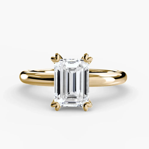 The Sylvene - Emerald Cut Diamond Double Prong Solitaire Engagement Ring