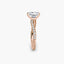 Rose gold ring with a diamond on a white background