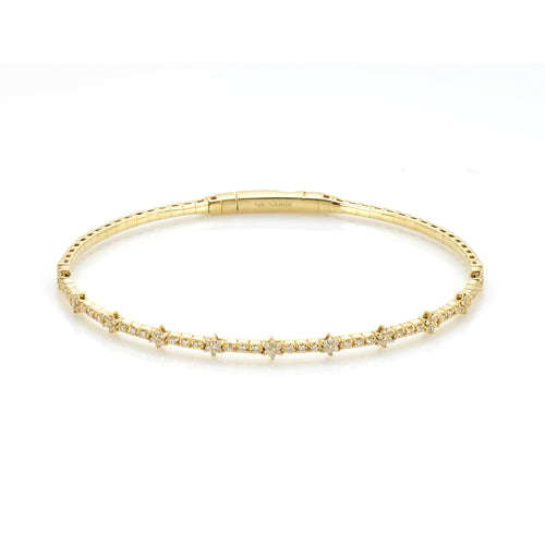 Aurora Whisper: 14K Gold Flexible Diamond Bracelet with Star Design