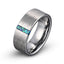 Tungsten ring with green opal inlay scratched finish 8mm