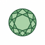 Green geometric round diamond shape on a white background