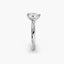 Profile view of The Kaelis showing heart cut diamond in three-prong solitaire setting