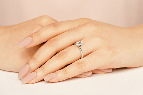 Athena's Allure: Emerald Solitaire Engagement Ring - Ivanov Jewelry